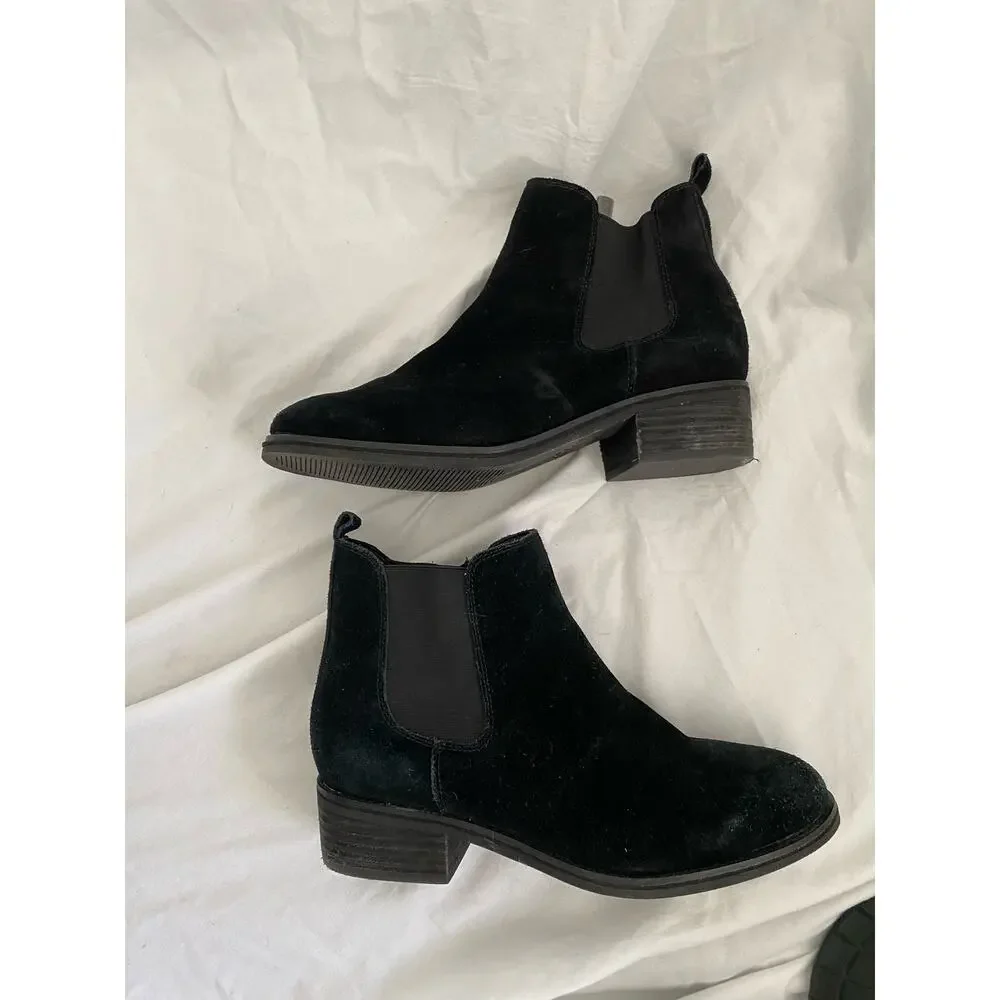 Aqua College Waterproof Black Suede Leather Ankle Boots Siz 8.5